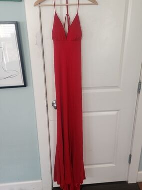 Red Spaghetti-Strap Prom Dress